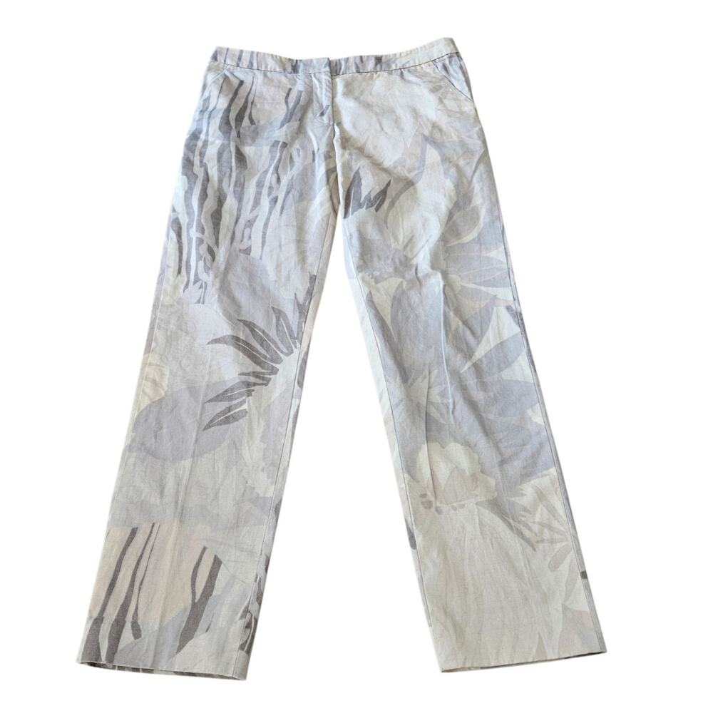 Women's Dries Van Noten 100% Cotton Straight Leg Pants Tropical Leaf EU 36 US 4